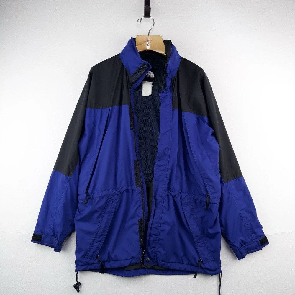 90's Vtg The North Face Mens S Royal Blue Black Hydrenaline Packable Hood Jacket